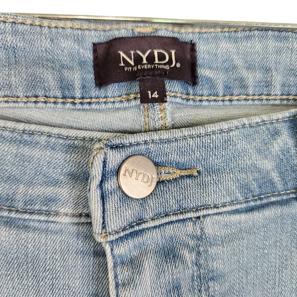 NYDJ Womens Chloe Side Vented Hem Capri Stretch Denim Jeans Size 14 Easley Blue - Picture 4 of 14